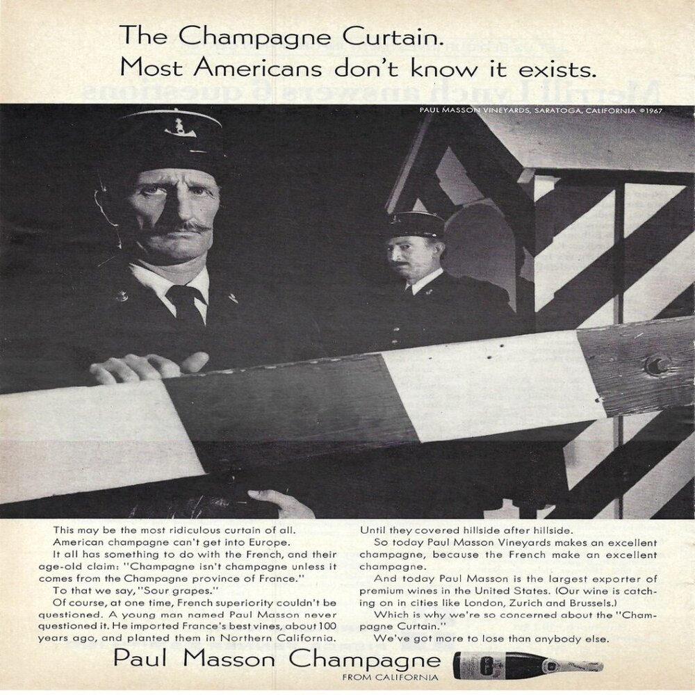 1967 Paul Masson Champagne from California Curtain Americans Vtg Print Ad/Poster